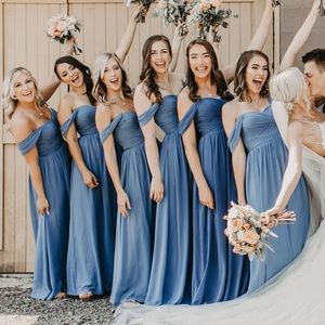 Revelry Kennedy Chiffon Convertible Dress Dusty Blue